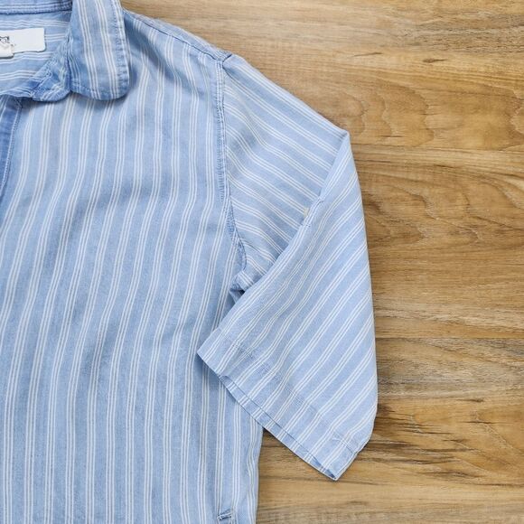 🔹️Anthropologie Thread & Supply Blue Stripe Raw Hem Dress Medium - Picture 6 of 12